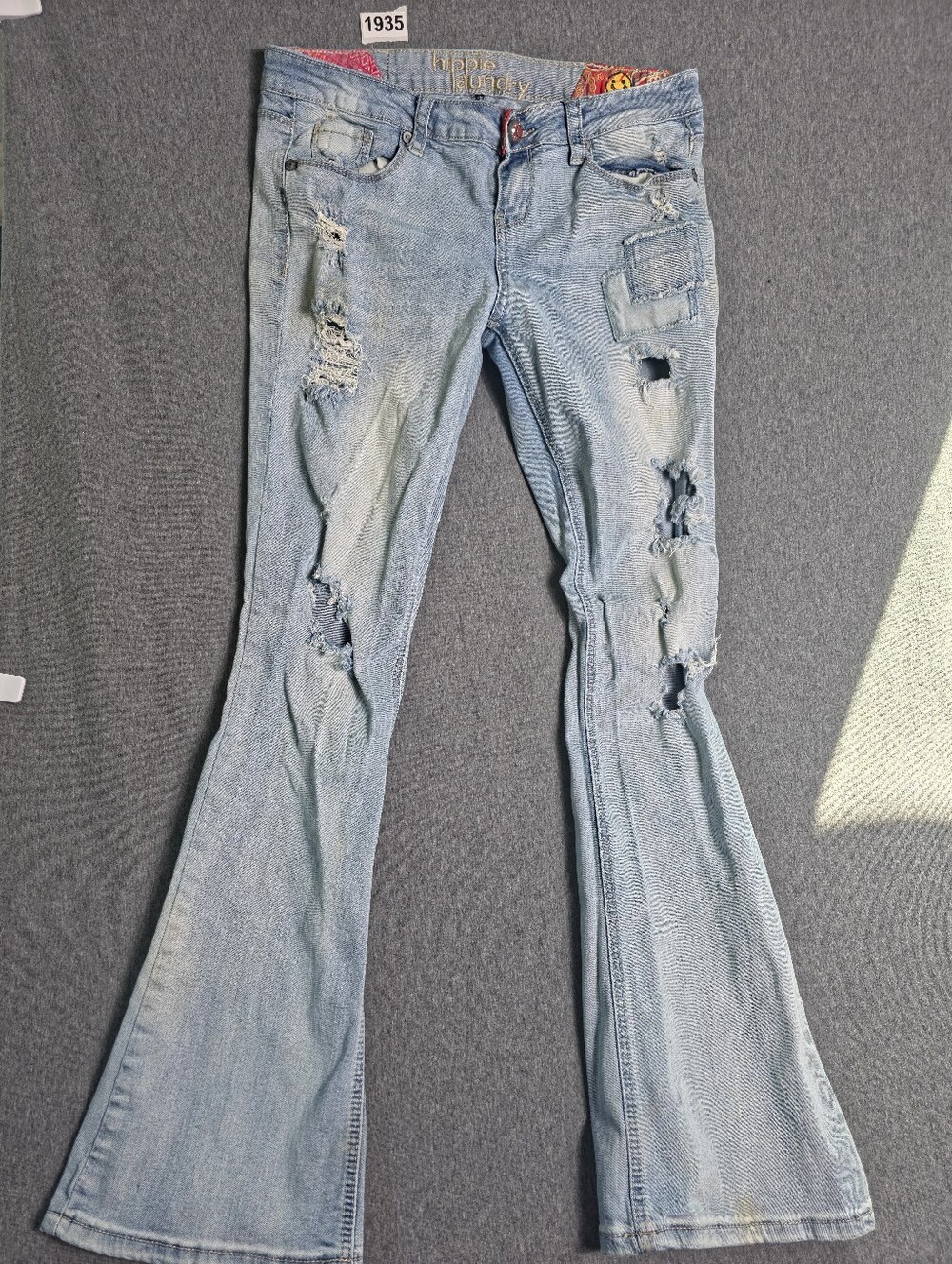 hippie laundry Light Blue Distressed Flare Jeans